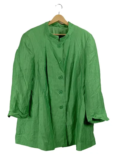 Ulla Popken Leichte Jacke Damen Gr. 50 Grün Leinen Casual Sommer