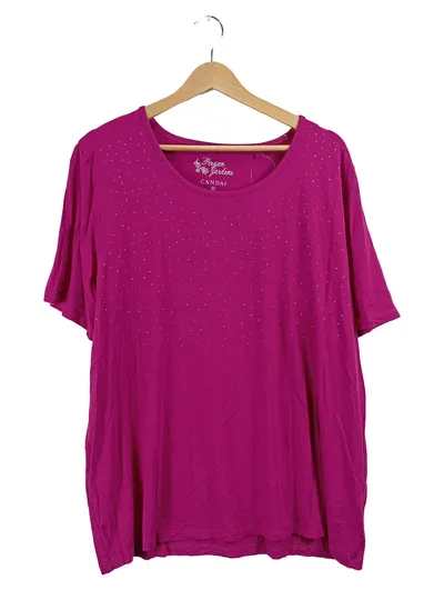Canda Damen Pullover Kurzarm Pink Gr. 42 XL Strasssteine Casual