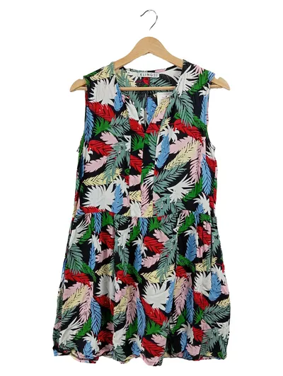 KLING Sommerkleid Damen Gr. M Mehrfarbig Blumenmuster Viskose Ärmellos
