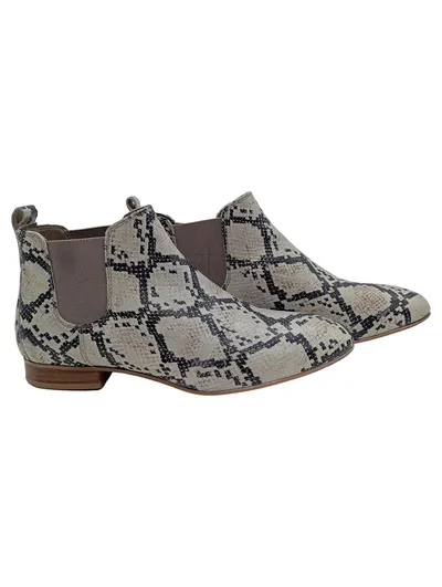 COX Damen Chelsea Stiefelette Schlangenmuster Beige Gr. 38 Leder
