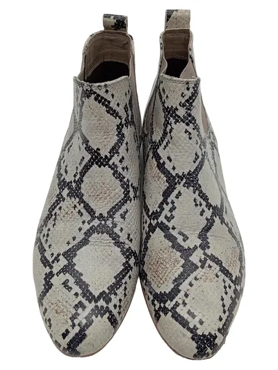 COX Damen Chelsea Stiefelette Schlangenmuster Beige Gr. 38 Leder