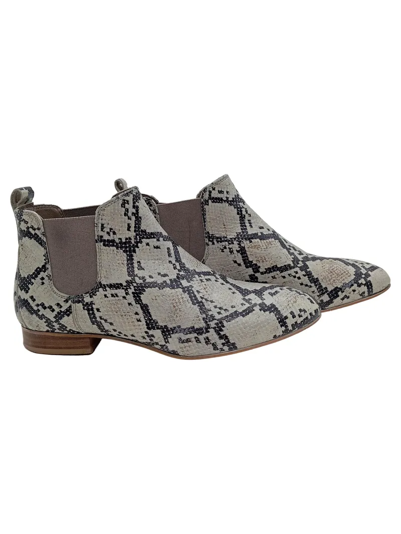 COX Damen Chelsea Stiefelette Schlangenmuster Beige Gr. 38 Leder 3