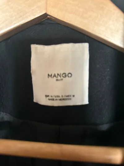 MANGO Suit Damen Wollmantel Schwarz Gr. M Wickelmantel Gürtel