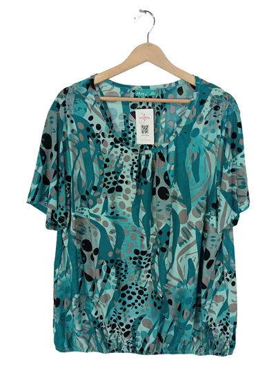 OKAY Damen T-Shirt Türkis Abstrakt Farbenfroh Gr. 48, 50 2XL
