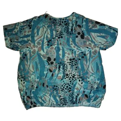 OKAY Damen T-Shirt Türkis Abstrakt Farbenfroh Gr. 48, 50 2XL