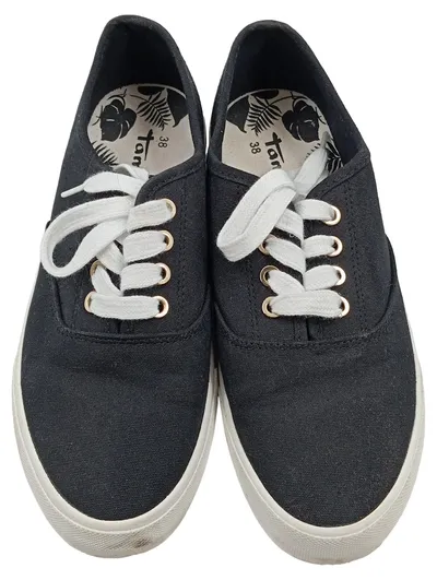 Tamaris Damen Sneaker Low Canvas Schnürer Schwarz Gr. 38 Freizeitschuh