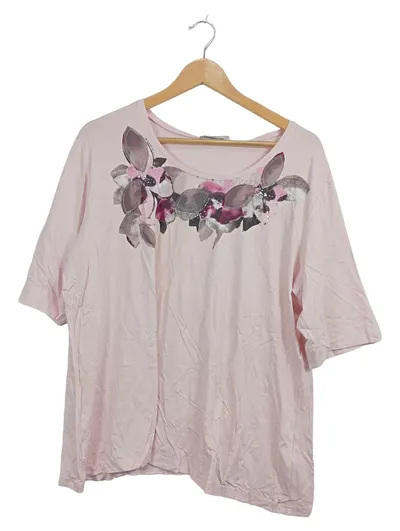 FRANK WALDER Damen T-Shirt Rosa Blumenapplikation Gr. 48