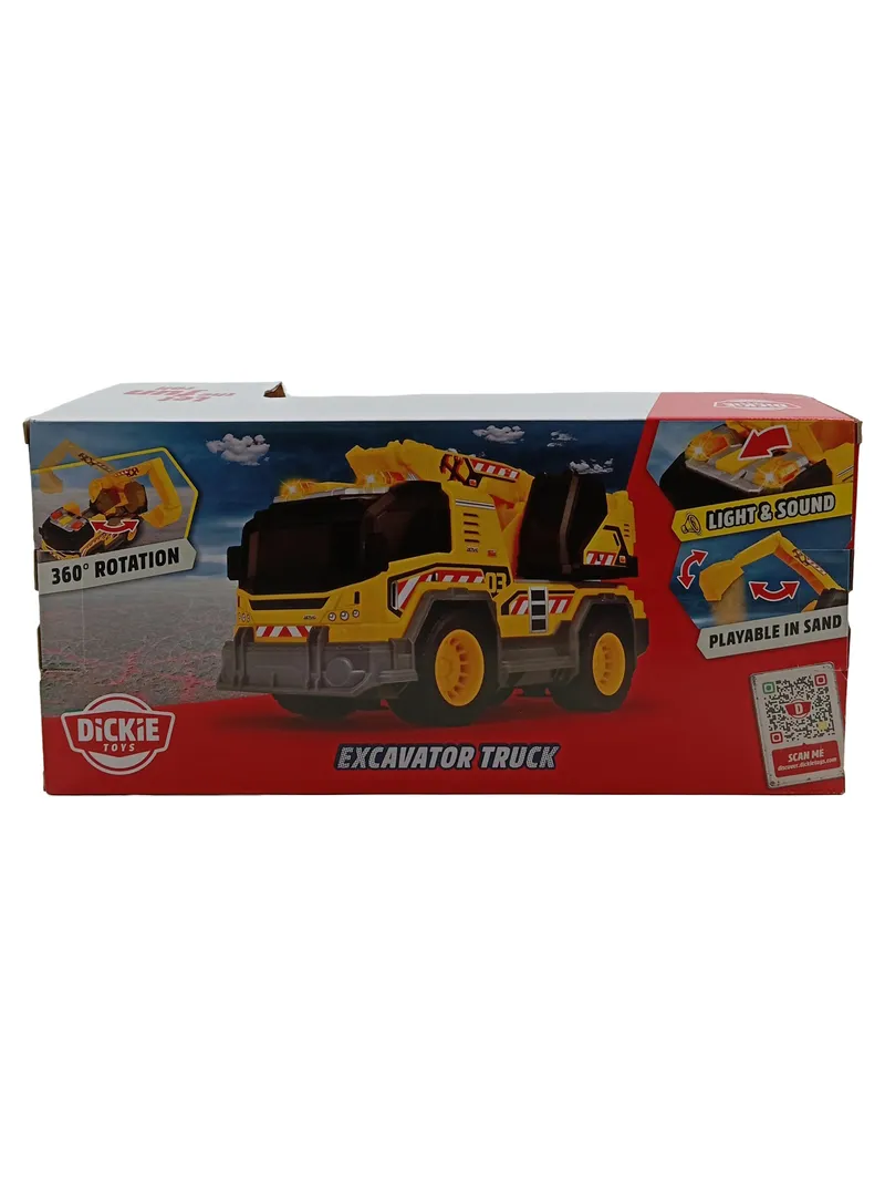 Dickie Toys Bagger LKW Excavator Truck Licht Sound 360° Drehung Gelb 2