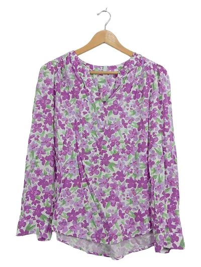 ever.me Damen Bluse Lila Blumenmuster Gr. 38 Viskose Casual Langarm