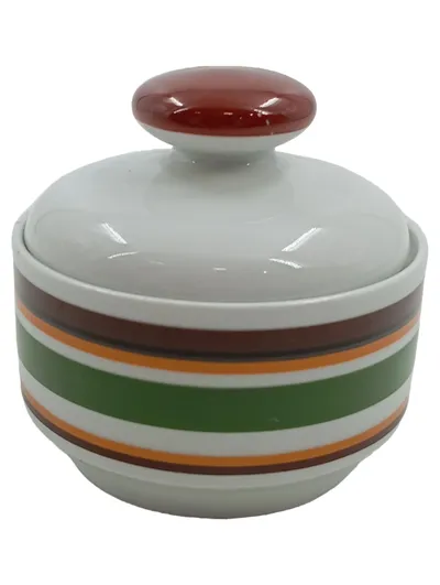 Retsch Wunsiedel Zuckerdose mit Deckel Porzellan Retro Streifen Bavaria Germany