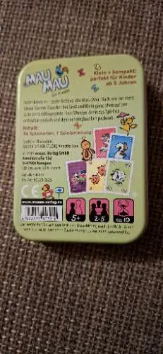 moses. Mau Mau für Kinder Kartenspiel in Metalldose Reisespiel Tiere
