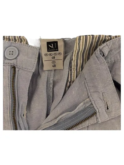 STRAIGHT UP Herren Stoffhose Gr. 48 Blau Leinen-Mix Casual
