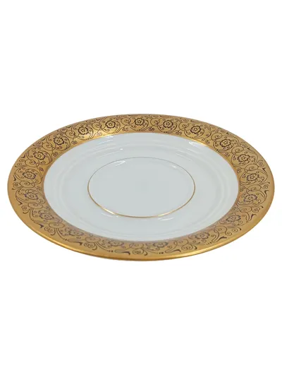 Rosenthal Unterteller 16 cm Porzellan Weiß Goldrand Florales Muster