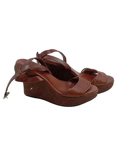 Strenesse Damen Wedges Keilsandaletten Leder Braun Gr. 40