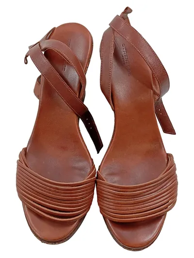 Strenesse Damen Wedges Keilsandaletten Leder Braun Gr. 40