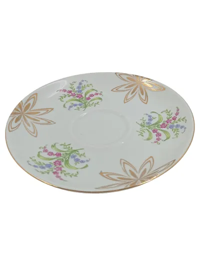 Bareuther Bavaria Unterteller 15 cm Weiß Blumenmuster Goldrand Porzellan