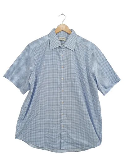 Canda Freizeithemd Herren Gr. XL Blau Kariert Kurzarm Casual