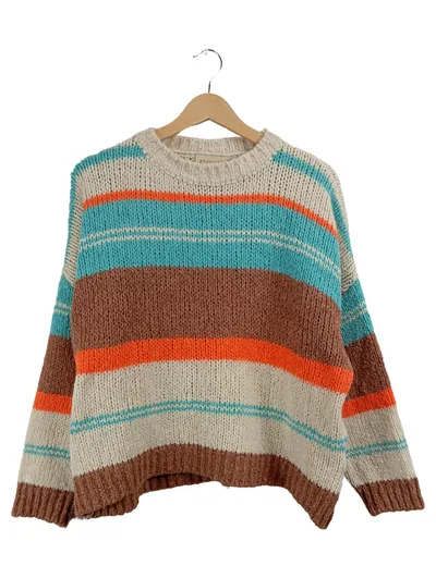 Esvivid Damen Pullover Gr. 38 M Mehrfarbig Gestreift Strickpullover Casual