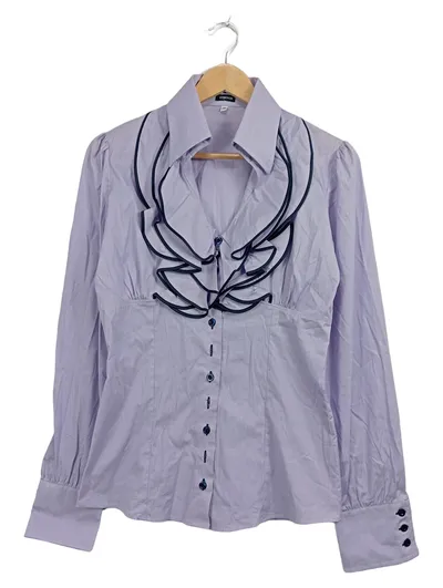 Cavallaro Napoli Damen Bluse mit Rüschen Lila Gr. 38 M Stretch