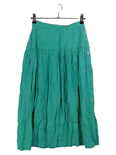 French Connection Faltenrock Damen Türkis Gr. S Viskose Bohemian Midirock