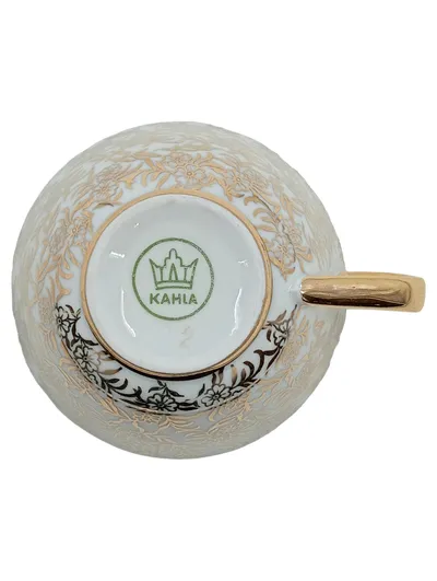 Kahla Kaffeetasse Teetasse Weiß Gold Blumenmuster Keramik Elegant
