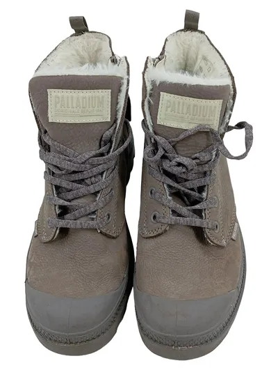 Palladium Damen Schneestiefel Leder Grau Gr. 39 Winterstiefel Gefüttert