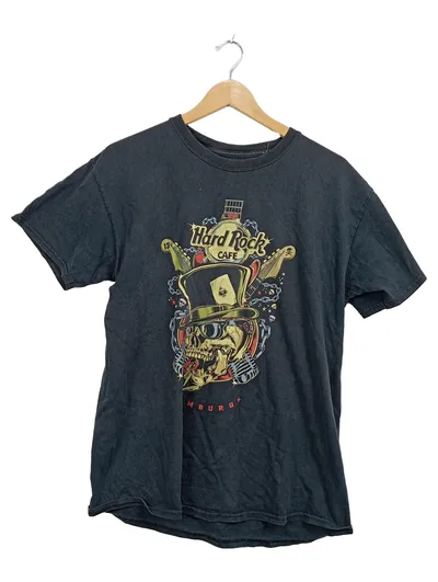Hard Rock Cafe Fanshirt Herren Gr. L Schwarz Hamburg Totenkopf T-Shirt