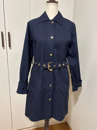 Michael Kors Damen Trenchcoat Mantel Blau mit Gürtel Gr. 34 XS