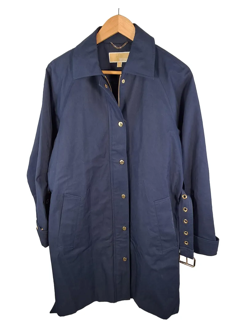 Michael Kors Damen Trenchcoat Mantel Blau mit Gürtel Gr. 34 XS 2