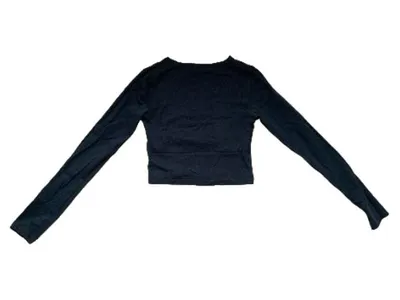 Subdued Damen Wickelshirt Langarmshirt Cropped Grau Gr. 34 XS