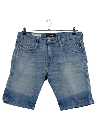 Replay New Anbass Jeans Shorts Herren Blau Gr. 34 W34 Slim Fit