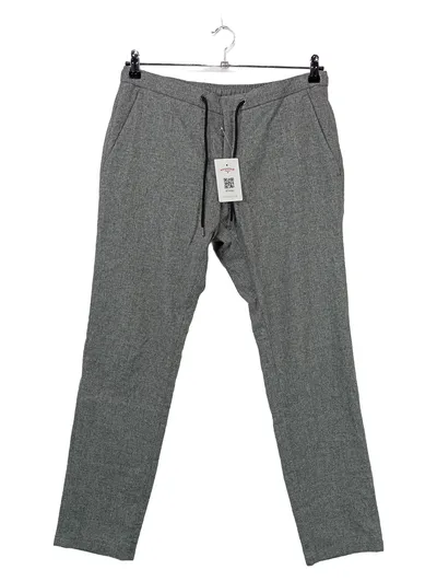 DIGEL Herren Stoffhose Gr. 48 W32 Grau Schurwolle Jogger-Stil