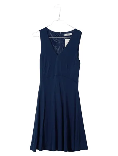 MANGO Suit Damen Kleid Gr. M Blau Elegant Ärmellos V-Ausschnitt Festlich