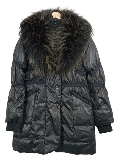 Bonnie Jean Steppjacke Damen Gr. 38 M Schwarz mit Echtfellkragen Elegant