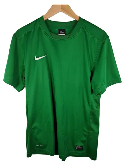 Nike Sport Shirt Herren Kurzarm Grün Gr. M Polyester Logo Print