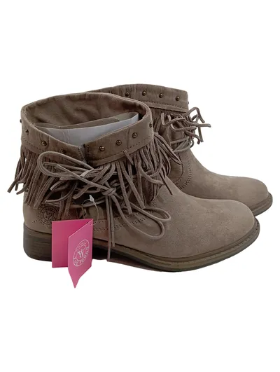 You Young Coveri Damen Stiefelette Fransen Nieten Beige Gr. 39 Boho NEU