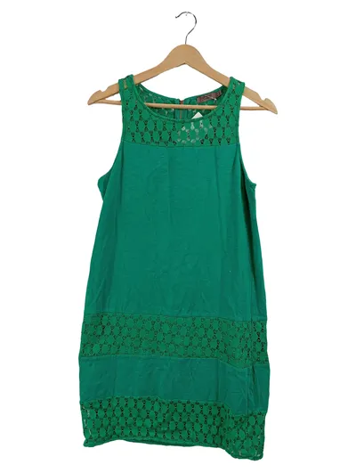 Cortefiel Damen Strickkleid Sommerkleid Lochmuster Grün Gr. 38 M