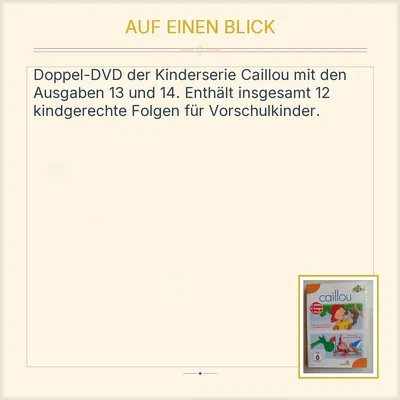 Caillou TOGGO Kids DVD 13+14 Box 2 DVDs 12 Folgen Kinderserie