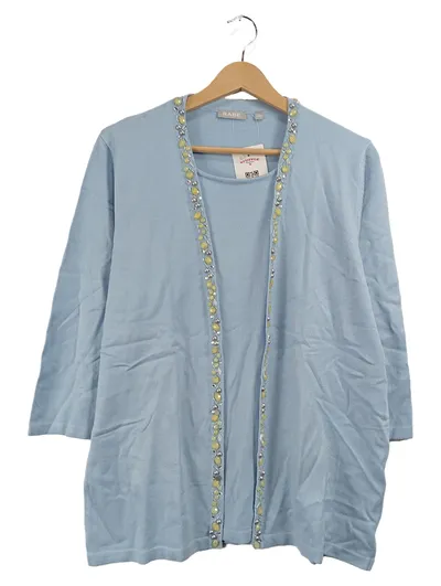 RABE Damen Strickjacke Blau Gr. 48 3, 4-Arm Perlen Elegant