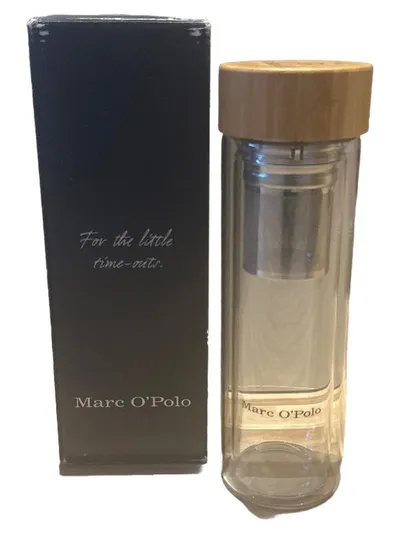 Marc O'Polo Teeflasche Glas doppelwandig Bambusdeckel Teesieb 400ml NEU