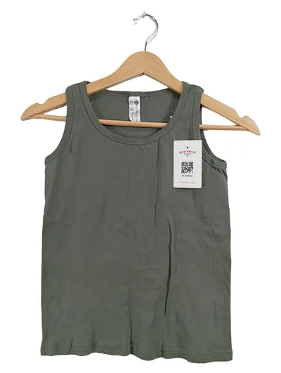 LOREZA Kinder Unterhemd Tanktop Oliv Basic Gr. 140-146 Baumwolle