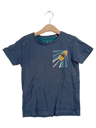 Elkline Kinder T-Shirt Blau Gr. 116 Boot-Print Casual Baumwolle