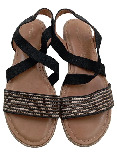 Tamaris Damen Sandalen Espadrilles Schwarz Leder Gr. 40
