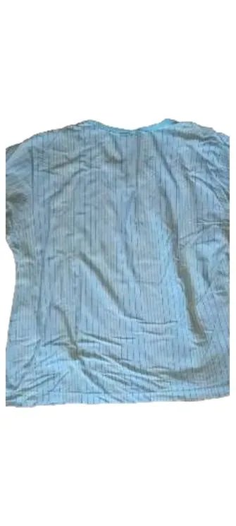 Hajo Damen T-Shirt Gr. 48, 50 Türkis Gestreift Kurzarm Knopfleiste
