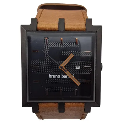 Bruno Banani Armbanduhr Herren Lederarmband Quadratisch Braun