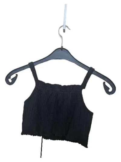 SDELMAR Damen Crop Top Rippstrick Schwarz Gr. M Ärmellos Spaghetti