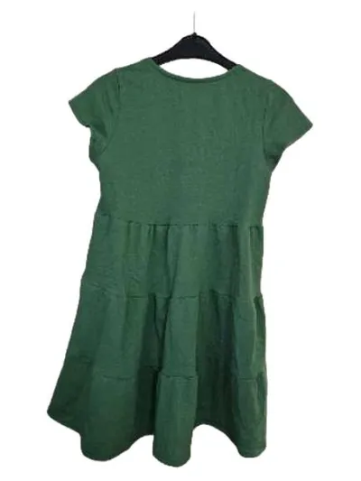 Maala Damen Freizeitkleid Kurzarm Grün Gr. S Stufenkleid Casual