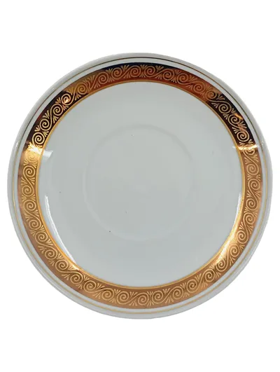 Kahla Kuchenteller 15 cm Keramik Weiß Goldrand Klassisch Made in GDR