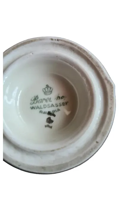 Bareuther Waldsassen Porzellan Vase Weiß Gold Blattmuster Bayern 18,5cm