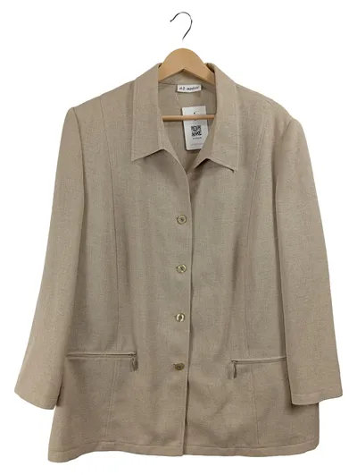 Damen Blazer Gr. 50 Beige Business Jacke AZ Modell Leinen-Optik